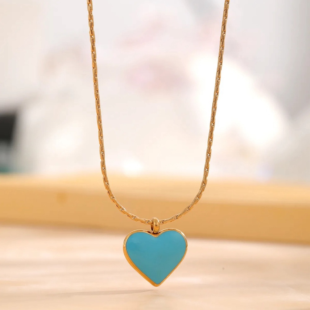 18k Gold Plated Heart Shaped Pendant Necklace, Simple Pendant Necklace